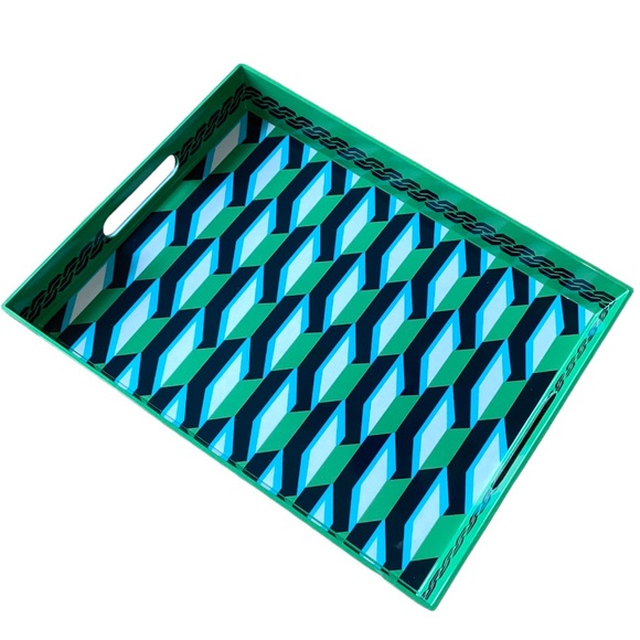 DVF Arrow Geo Green Melamine Serving Tray - Picture 3 of 6